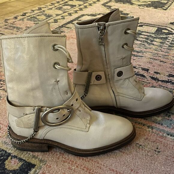 NWOT A.S 98 Faust Combat Ankle Boot Bone Color - Picture 4 of 8